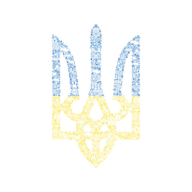 ウクライナトライデントライン - ukraine trident ukrainian culture coat of arms点のイラスト素材／クリップアート素材／マンガ素材／アイコン素材