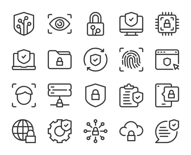 Vector illustration of Digital Security - Line Icons