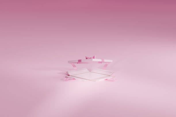 istock Valentine's gift box, with ribbon and pink bow on lid 1459344483