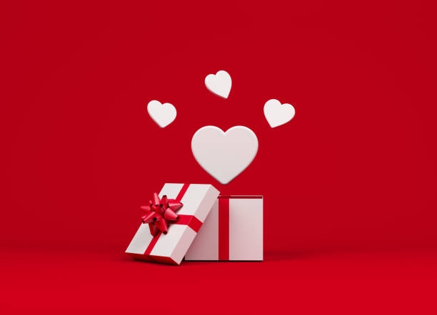 istock White color gift box and blank tiny white heart shapes 1459347676