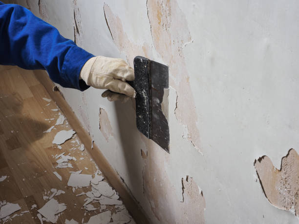 istock a worker's hand in a glove with a spatula removes old plaster from the wall 1459349820
