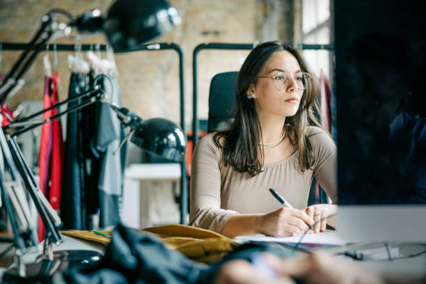 Fashion designer working at her office