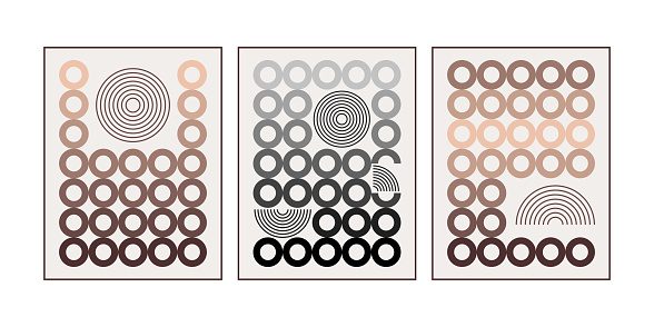 Bauhaus geometric posters in Boho colors.