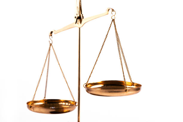 istock Gilded scales with two hanging bowls 1459355515