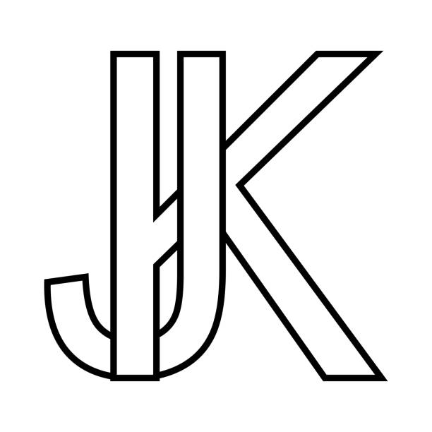 ilustrações de stock, clip art, desenhos animados e ícones de logo sign kj jk icon double letters logotype k j - letter j block toy alphabet