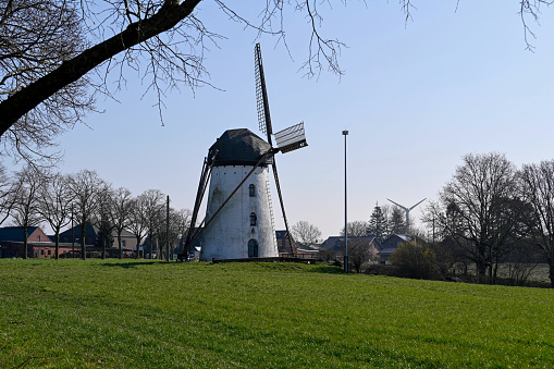 Nettetal, March 5, 2022 - The Stammen Mill is a listed tower windmill with codend in Hinsbeck, a district of Nettetal in the district of Viersen. The windmill was built of bricks in 1854.