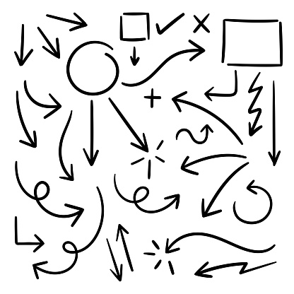 Vector doodle arrows and shapes.