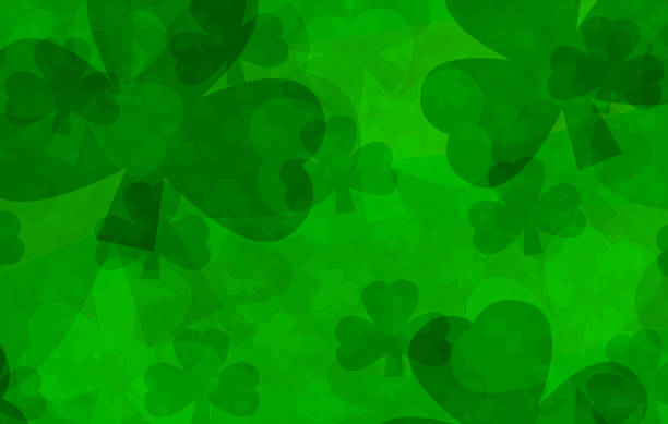 ilustraciones, imágenes clip art, dibujos animados e iconos de stock de shamrock green st patricks day emerald card clover fondo de vacaciones - st patricks day backgrounds clover leaf