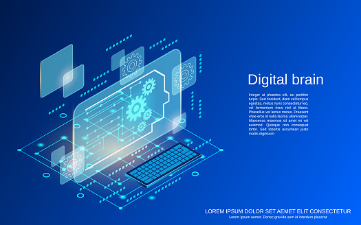 Digital Brain Artificial Intelligence Vector Concept Stock Illustration ...