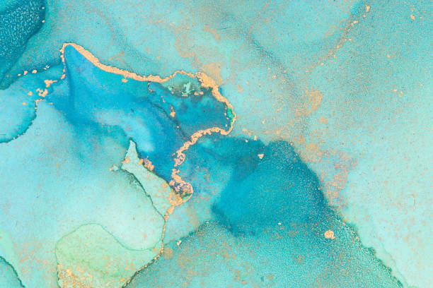 istock Luxury abstract fluid art painting background alcohol ink and gold technique 1459382005