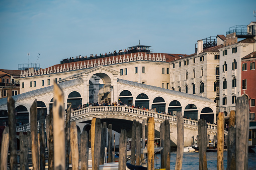Venice, Italy - October 24, 2022, Rialto Bridge and Canal the Grande