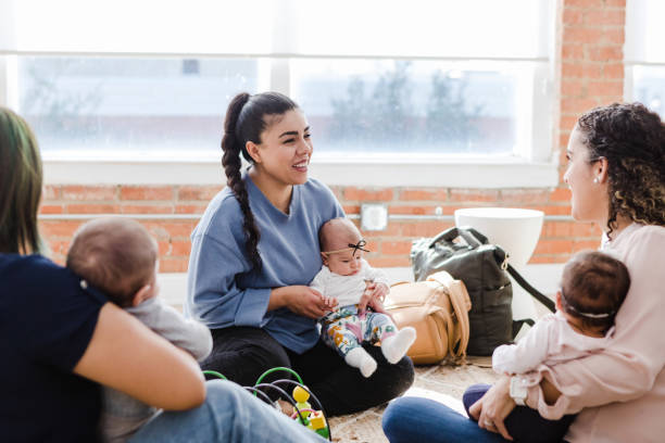 Young adult mother talking