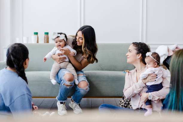 istock New mothers smiling and talking 1459386020