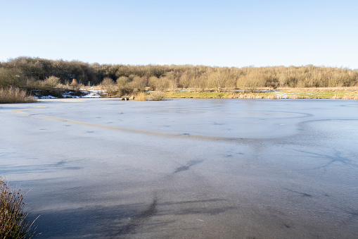 Frozen pond danger of thin ice