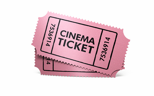 3d render Two Cinema Ticket, Soft Pink Color (İsolated on white & Clipping Path)