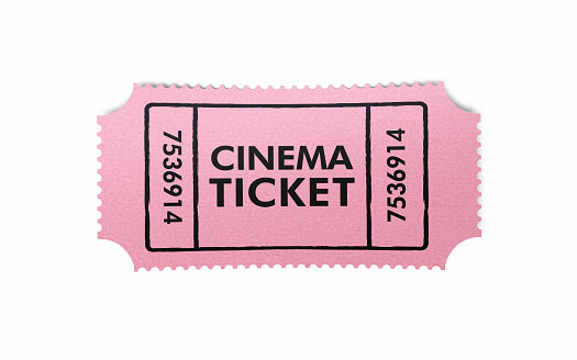3d render Two Cinema Ticket, Soft Pink Color (İsolated on white & Clipping Path)