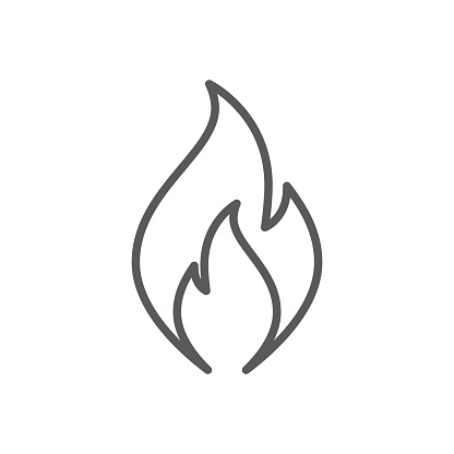 Fire flame line icon. Minimalist icon isolated on white background. Fire flame simple silhouette. Web site page and mobile app design vector element.