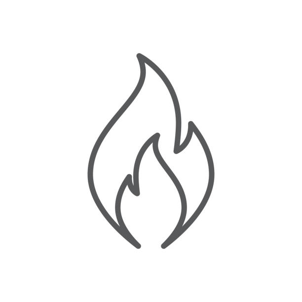 Fire flame line icon. Minimalist icon isolated on white background. Fire flame simple silhouette. Fire flame line icon. Minimalist icon isolated on white background. Fire flame simple silhouette. Web site page and mobile app design vector element. kerosene fuel stock illustrations