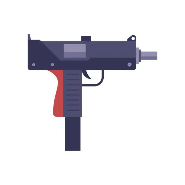 Vector illustration of Modern machine pistol cartoon illustration