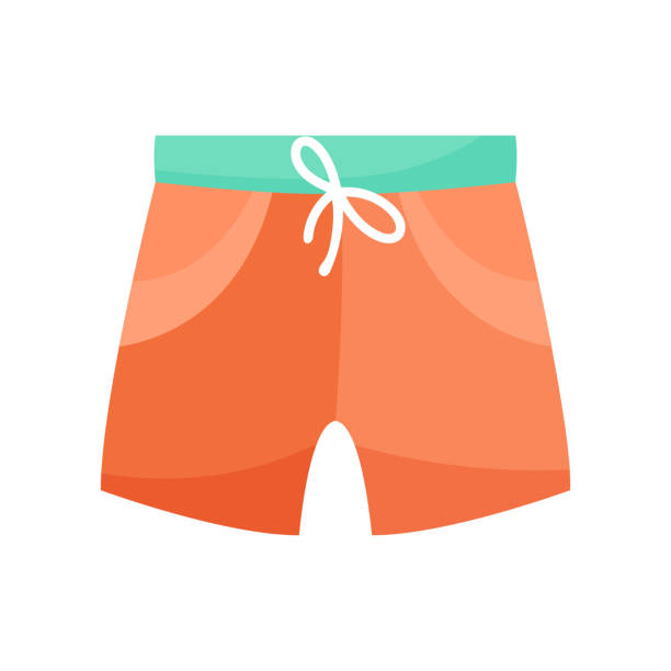 illustrazioni stock, clip art, cartoni animati e icone di tendenza di pantaloncini di bordo arancione per illustrazione vettoriale da uomo - shorts swimming shorts swimwear men