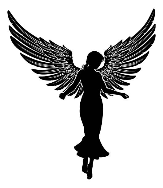 istock Angel Woman With Wings Silhouette 1459390485