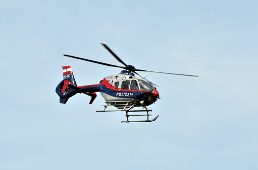Eisenstadt, Austria - May 14th 2011: police helicopter -Eurocopter EC 135 - in operation