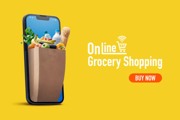 istock Online grocery shopping app on smartphone 1459391787