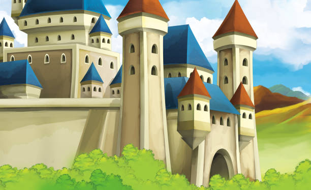 istock cartoon nature scene with castle in the background illustration 1459391946