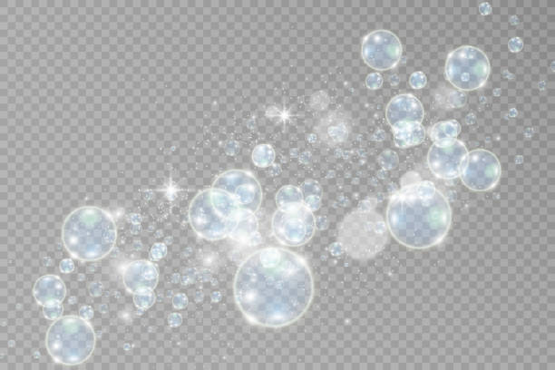 illustrations, cliparts, dessins animés et icônes de belles bulles blanches sur une illustration vectorielle de fond transparente. bulle. - water drop bubble bubble wand