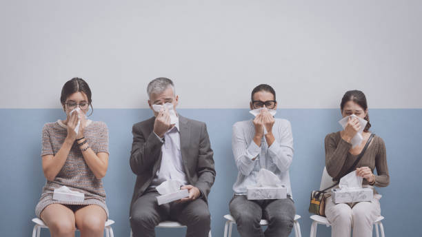 People with cold and flu at the hospital