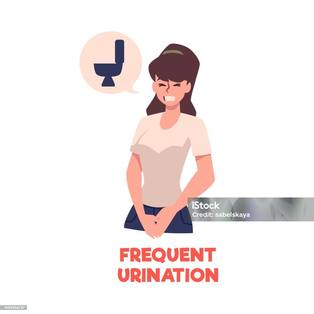 Rinating Woman Suffering From Frequent Urination Flat Vector Illustration ...