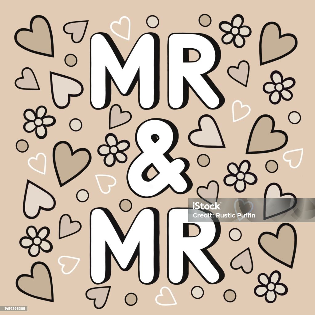 Mr Text White Coloured Mr And Mr Text On A Neutral Beige Background With ...