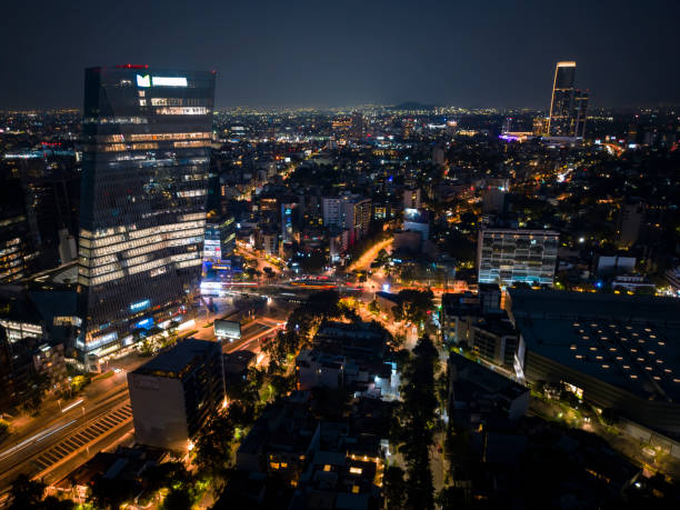 istock Skyline in Mexico city at Manacar at night 1459402498