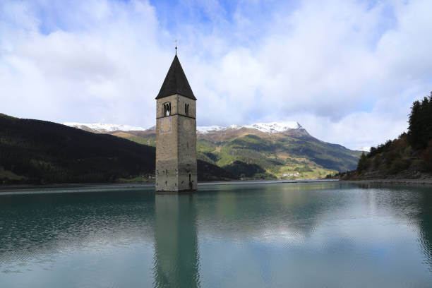 istock The sunken church tower in Lake Reschen 1459402611