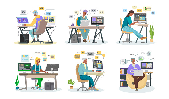 Programmer Engineering And Coding Programmer Working On Web Development ...