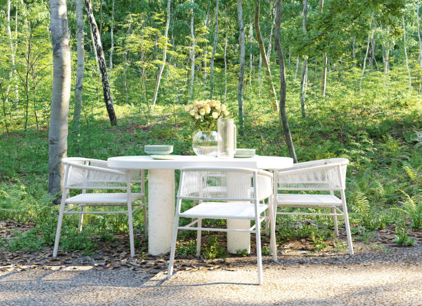 istock Chairs and table for outdoor dining 1459410138