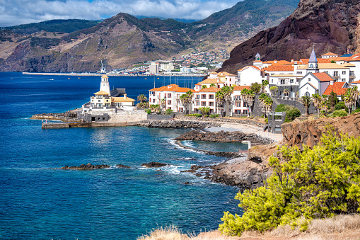 Small town along the coastline near Sao Lourenco in Madeira, Portugal.