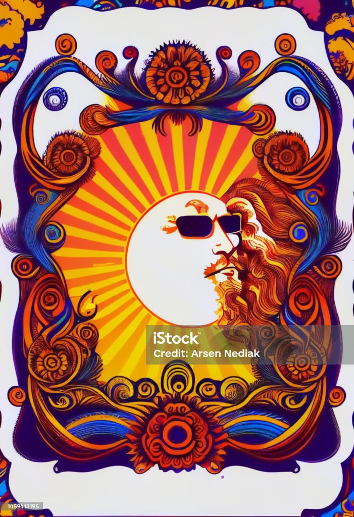 Trippy Hippie Creative Template Frames Collection Stock Illustration ...