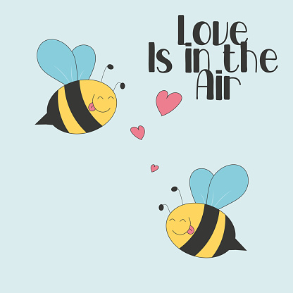 Valentine's day card bees in love
