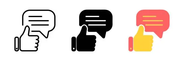 Vector illustration of Positive customer feedback linear icon. Excellent review. Thin line illustration. Chatting. Like. Online communication. Contour symbol. Vector isolated outline drawing. Editable stroke eps 10