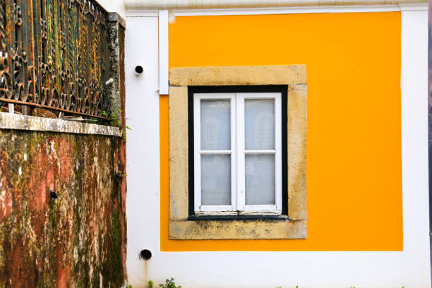 istock Typical vintage portuguese facade with white window 1459417491