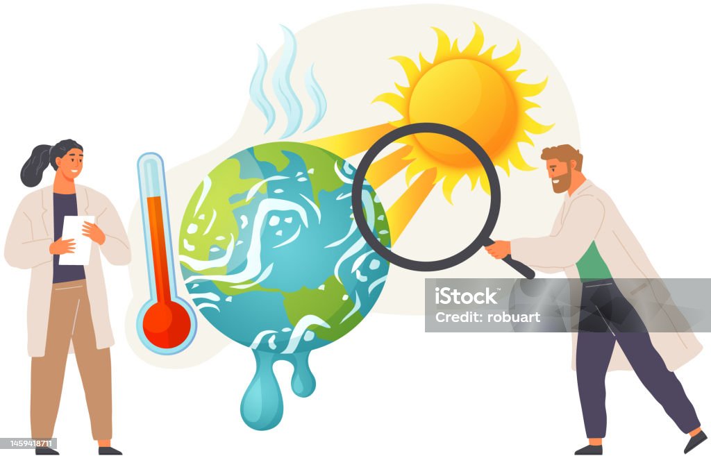 regalo Pío Ordenador portátil Ilustración de Calentamiento Global Concepto De Cambio Climático  Científicos Estudian El Cambio De Temperatura En El Planeta Tierra y más  Vectores Libres de Derechos de Agotamiento - iStock
