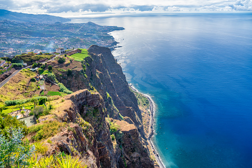Cabo Girao, Madeira. View from the highest cliff of Europe towards Funchal.