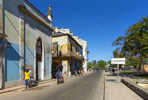Havana, Cuba, November 20, 2017: View of a street in the historic district of Havana on a sunny day.