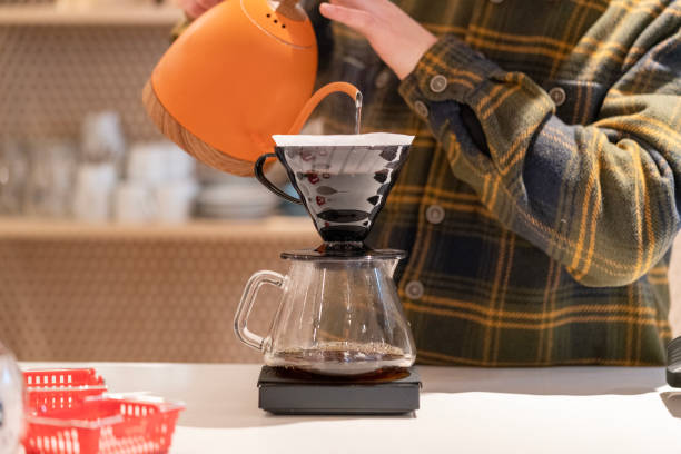 istock Brewing coffee with v60 equipment 1459432552