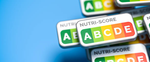 Neutral Label of the nutrition labelling system Nutri-Score being used in most of the countries of Western Europe. stock photo