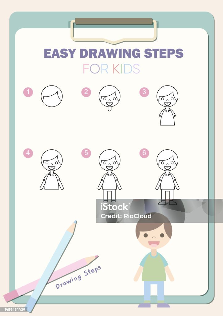 How To Draw A Boy Easy Drawing Steps For Kids Stock Illustration - Download Image Now - Backgrounds, Bakery, Binder Clip - iStock How To Draw A Boy Easy Drawing Steps For Kids Stock Illustration - Download Image Now - Backgrounds, Bakery, Binder Clip - iStock