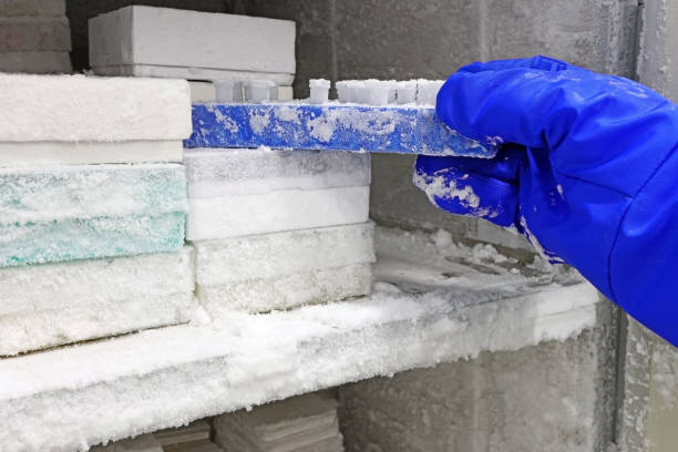 istock Scientist's hand with blue gloves taking frozen clinical samples 1459434692