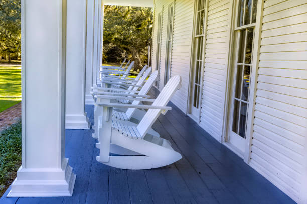 istock Wooden Rocking Chairs on the Front Porch 1459437926