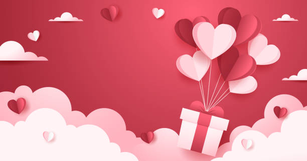 ilustraciones, imágenes clip art, dibujos animados e iconos de stock de póster o cupón de feliz día de san valentín. hermoso papel cortado nubes blancas con marco de corazón blanco sobre fondo rosa. ilustración vectorial. estilo papercut. lugar para el texto. espacio libre. - balloon pink black anniversary